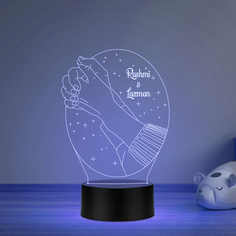 Couple Hands With Custom Name Night Lamp